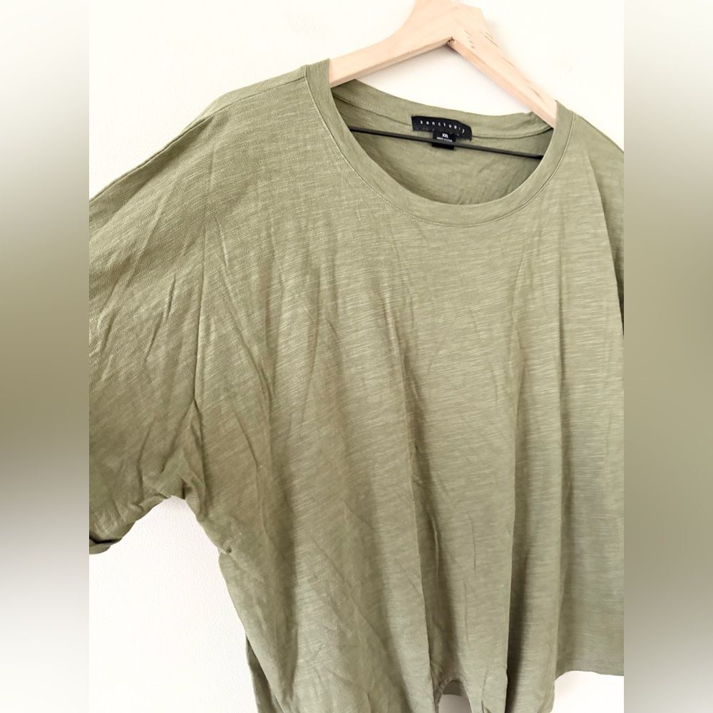 Sanctuary All Day Tie Cotton Blend Top in Trail Green - Size XXL - Picture 4 of 7